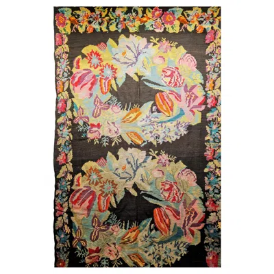 Pre-owned 1stdibs Vintage Caucasian Karabagh Kilim, Handwoven Floral Wreaths, Wool, 6' X 13' In Sand