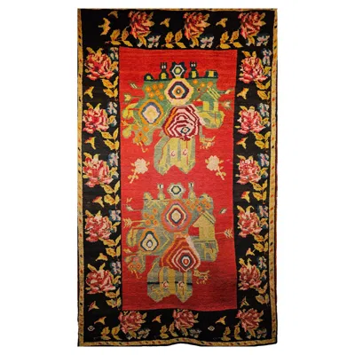 Pre-owned 1stdibs Vintage Caucasian Karabagh Rug, Hand-knotted Gol Farang Floral Design, 5' X 7' In Orange