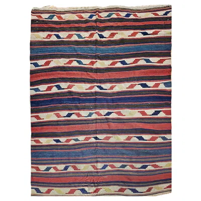 Pre-owned 1stdibs Vintage Caucasian Kilim Rug, Handwoven Wool, Geometric Stripes, 1920s, 6' X 8' In Brown