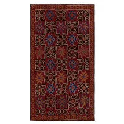 Pre-owned 1stdibs Vintage Cecim Kilim Rug In Red And Blue Tribal Floral Pattern By Rug & Kilim