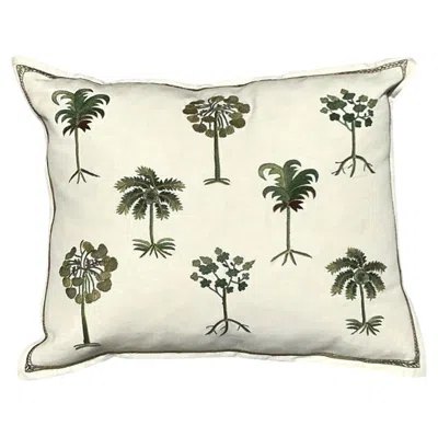 Pre-owned 1stdibs Vintage Chelsea Textile London Embroidered Botanical Fabric Pillow In Sand