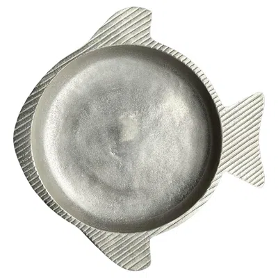 Pre-owned 1stdibs Vintage Coastal Etched Fish Tray In Gray