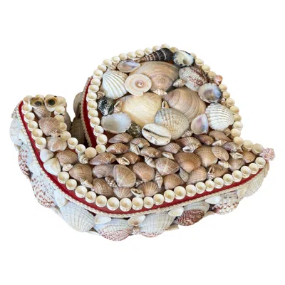 Pre-owned 1stdibs Vintage Coastal Seashell Snail Trinket Box – Florida Kitsch Jewelry Box In Brown