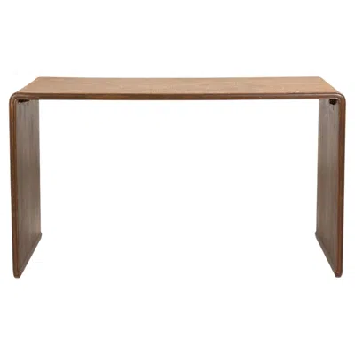 Pre-owned 1stdibs Vintage Country Style Woven Rattan Waterfall Console Table With Wood Frame In Brown