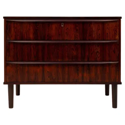 Pre-owned 1stdibs Vintage Danish Mid-century Rosewood Three-drawer Lowboy Dresser In Brown