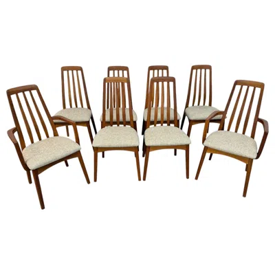 Pre-owned 1stdibs Vintage Danish Modern Teak "eva" Style Dining Chairs - Set Of 8 In Brown