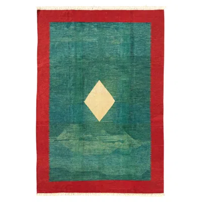 Pre-owned 1stdibs Vintage Dazkiri Turkish Wool Kilim Rug, Minimalist Stouthwest-style, C. 1990 In Blue
