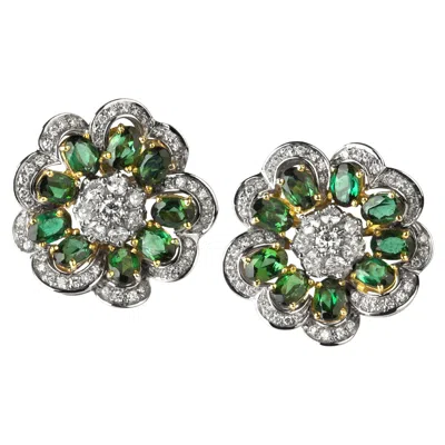 Pre-owned 1stdibs Vintage Earrings From Angeletti Private Collection Gold Green Tourmaline Diamond