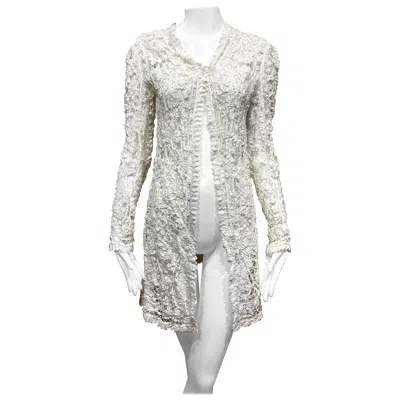 Pre-owned 1stdibs Vintage Edwardian White Cotton Embroidered Lace Jacket Cardigan, S-m