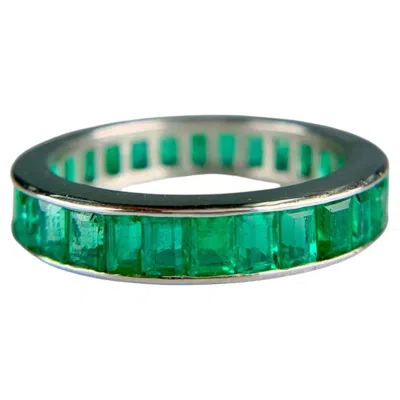 Pre-owned 1stdibs Vintage Emerald Eternity Band Ring In Platinum, Circa 1960, 2ctw Size 5 In Green