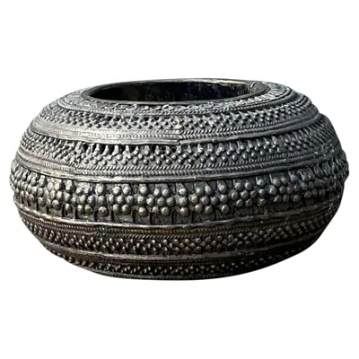 Pre-owned 1stdibs Vintage Engraved Brass Bowl In Black