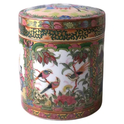 Pre-owned 1stdibs Vintage Famille Rose Decorative Box With Bird Design, Circa Mid-20th Century In Red