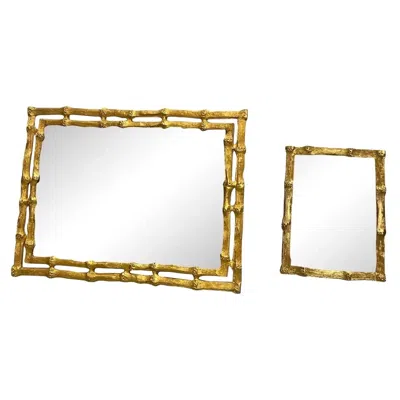 Pre-owned 1stdibs Vintage Faux Bamboo Metal Picture Frames - Set Of 2 In Brown