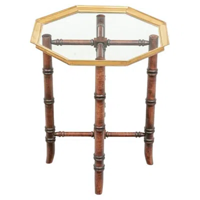 Pre-owned 1stdibs Vintage Faux Bamboo Octagonal Tray Table In Brown