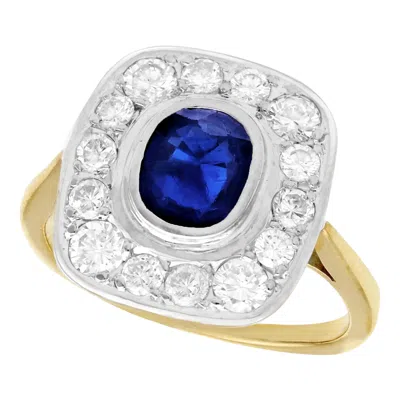 Pre-owned 1stdibs Vintage French 1.02 Carat Sapphire And 1.13 Carat Diamond Yellow Gold Ring