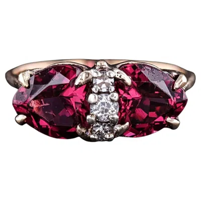 Pre-owned 1stdibs Vintage Garnet Heart Ring Of 14k Gold - Circa 1940 In Multi