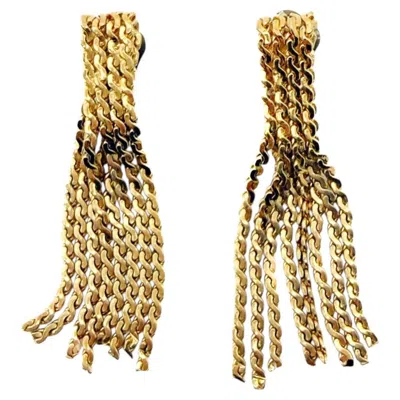 Pre-owned 1stdibs Vintage Gold Plated Clip-on Tassel Earrings, 1960s Statement Style In Multi