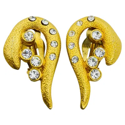 Pre-owned 1stdibs Vintage Gold Tone Rhinestones Designer Clip On Earrings In Multi