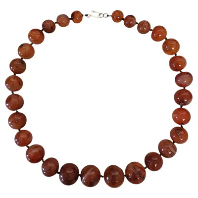 Pre-owned 1stdibs Vintage Graduated Carnelian Bead Necklace Sterling Silver Clasp Art Deco 13-22mm In Multi