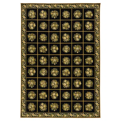 Pre-owned 1stdibs Vintage Handcrafted French Aubusson Wool Rug In Black With Floral Pattern