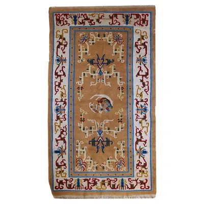 Pre-owned 1stdibs Vintage Handmade Art Deco Chinese Rug, Wool, Light Brown, 1960s - 1c429