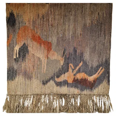 Pre-owned 1stdibs Vintage Handwoven African Mohair Tapestry, “reflection In Pond”, Tribal Wall Art In Brown