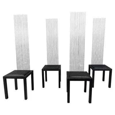 Pre-owned 1stdibs Vintage High Back Dining Chairs, 1980s In Brown