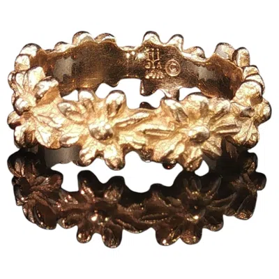 Pre-owned 1stdibs Vintage James Avery 14k Yellow Gold Floral Band Ring Comfort Fit Size 5.75