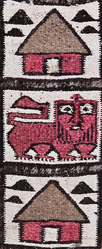 Pre-owned 1stdibs Vintage Lion Of Judah Tapestry, Handwoven Wool, African Tribal Art , 12" X 98" In Sand