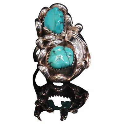 Pre-owned 1stdibs Vintage Mashallah Quraishi Sterling Silver Turquoise Ring Southwest Sz 5.5 In Multi