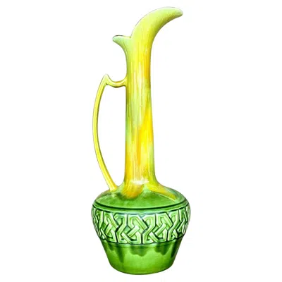 Pre-owned 1stdibs Vintage Mid-century Modern Glazed Ombre Ceramic Pitcher In Yellow