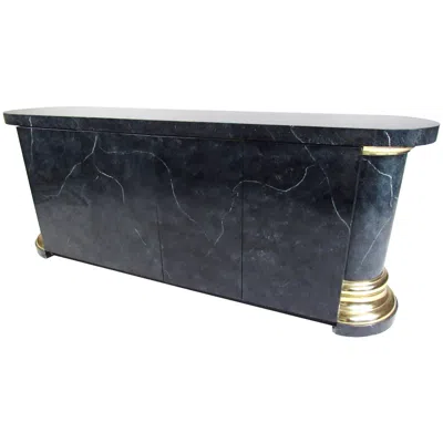 Pre-owned 1stdibs Vintage Modern Sideboard, Lacquer With Brass Trim, Deco Style In Black
