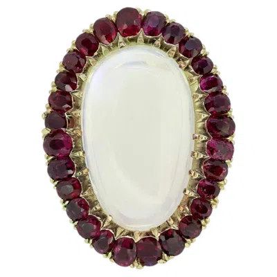 Pre-owned 1stdibs Vintage Moonstone And Ruby Cocktail Ring In Multi