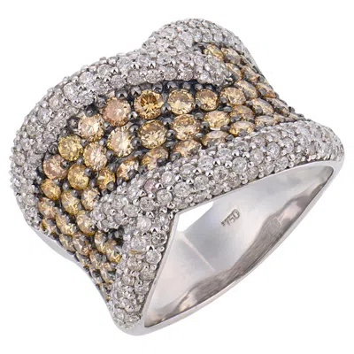 Pre-owned 1stdibs Vintage Multi Color Diamond 18k White Gold Cocktail Ring