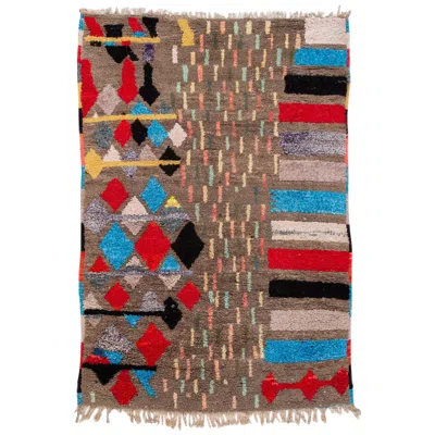 Pre-owned 1stdibs Vintage Multi-color Boujad Moroccan Handmade Wool Rug In Brown