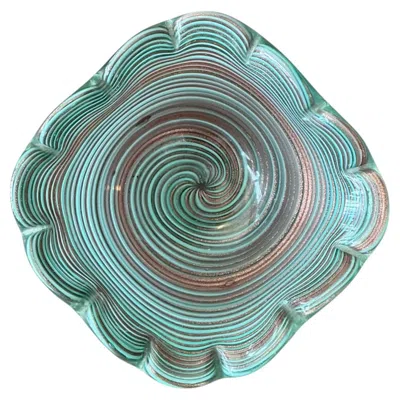 Pre-owned 1stdibs Vintage Murano Striped Glass Bowl In Gray