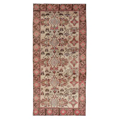 Pre-owned 1stdibs Vintage Oushak Rug From Turkey With All-over Floral Design In Ivory, Brown & Red