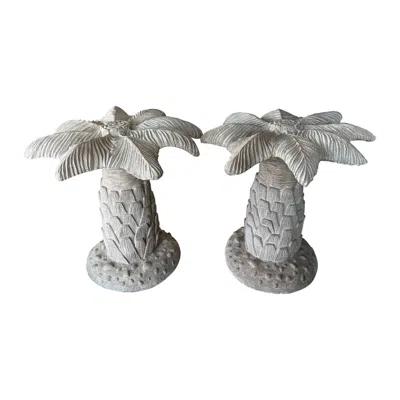 Pre-owned 1stdibs Vintage Plaster Palm Tree Leaf Table Dining Table Center Entry Base 2 Available In Gray
