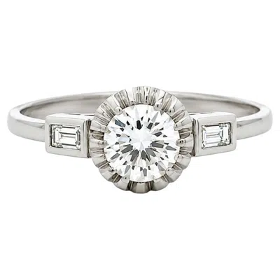 Pre-owned 1stdibs Vintage Platinum 0.80ct Illusion Set Diamond Bezel Baguette Sides Solitaire Ring In Multi