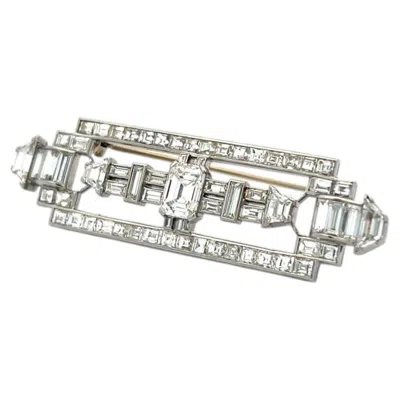 Pre-owned 1stdibs Vintage Platinum Pin Brooch With 8.8 Carat Mixed Cut F & G Vs Diamonds In Multi