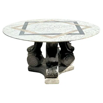 Pre-owned 1stdibs Vintage Regency Inlay Marble Table In Gray