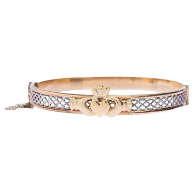 Pre-owned 1stdibs Vintage Rolled Gold Dladdagh Bangle Bracelet, Celtic Knotwork In Multi