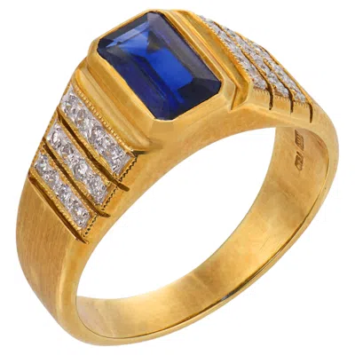 Pre-owned 1stdibs Vintage Sapphire Diamond 18k Yellow Gold Ring