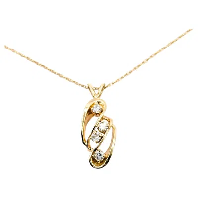 Pre-owned 1stdibs Vintage Scattered Diamond Pendant Necklace In 14k Yellow Gold