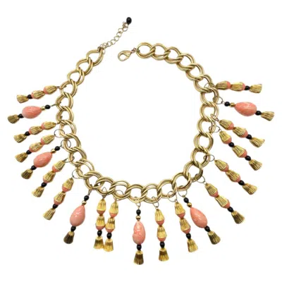 Pre-owned 1stdibs Vintage Statement Egyptian Revival Droplet Bib Necklace 1960s In Multi