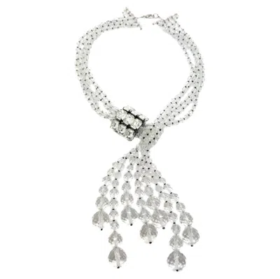Pre-owned 1stdibs Vintage Statement Faceted Crystal Lariat Tassel Necklace 1970s In Multi