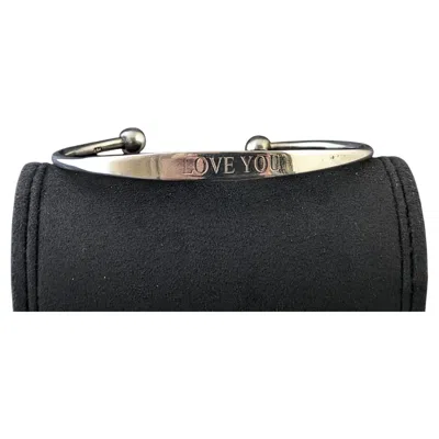 Pre-owned 1stdibs Vintage Sterling Silver Torque Bangle, I Love You In Multi