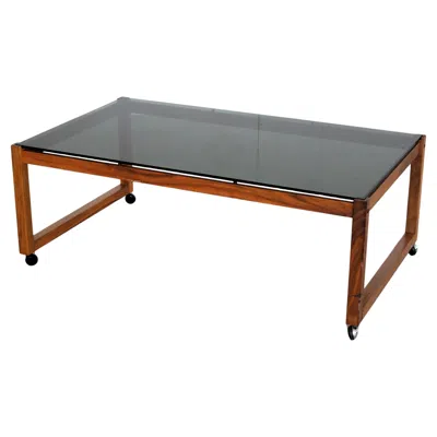 Pre-owned 1stdibs Vintage Swedish Coffee Table, Teak And Smoked Glass, 1960s Design In Brown