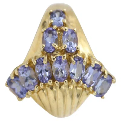 Pre-owned 1stdibs Vintage Tanzanite Cluster Designer Ring 10 Karat Yellow Gold