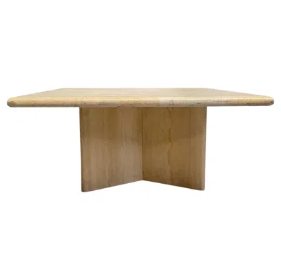Pre-owned 1stdibs Vintage Travertine Coffee Table, Postmodern 1970s Design In Brown